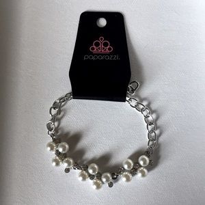 Paparazzi bracelet with silver, pearl accents